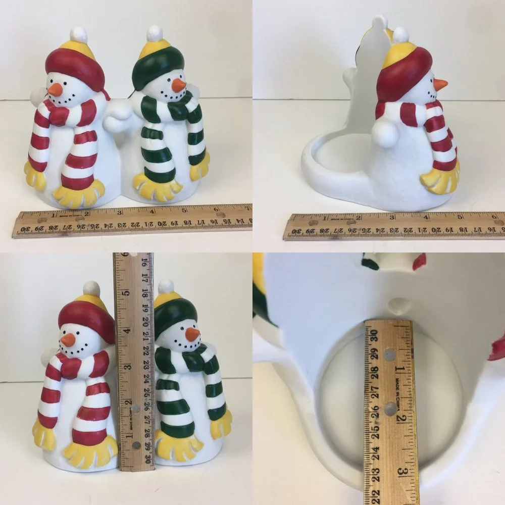 Vtg Partylite Snowman Xmas‎ Pillar Candle Holder